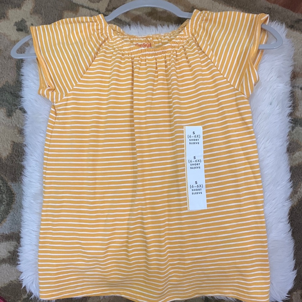 Cat & Jack Girl's Yellow and White Striped Shirt